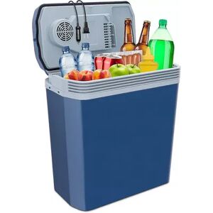 Ivation 24 L Electric Cooler & Warmer Portable Car Fridge with Handle for Camping & Travel, Blue, Medium