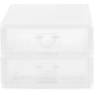 Gracious Living Clear Mini 2 Drawer Desk and Office Organizer with White Finish