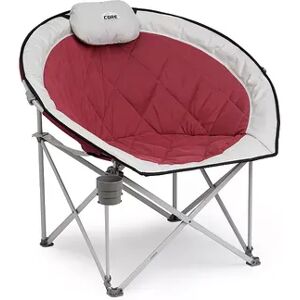 Core Equipment Oversized Padded Round Moon Outdoor Camping Folding Chair, Wine, Red