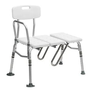 Drive Medical Splash Defense Senior Shower Transfer Bench with Curtain Guard, White