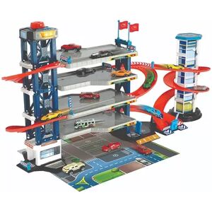 Dickie Toys Parking Garage Playset With 4 Die-Cast Cars And Die-Cast Helicopter, Multicolor