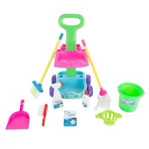 Pretend Play Cleaning Caddy Set on Wheels by Hey! Play!, Multicolor