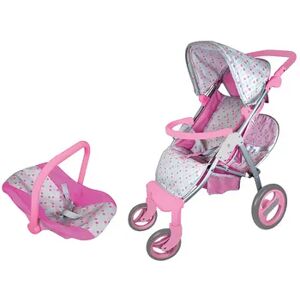 Lissi Twin Baby Doll Stroller with Car Seat, Multicolor