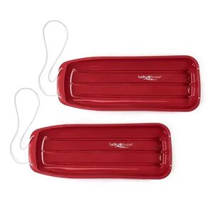 Lucky Bums Kids 48 Inch Plastic Snow Toboggan Sled with Pull Rope, Red (2 Pack), Brt Red