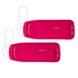Lucky Bums Kids 48 Inch Plastic Snow Toboggan Sled with Pull Rope, Pink (2 Pack), Med Pink