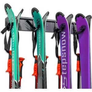 RaxGo Ski Wall Rack, Holds 4 Pairs of Skis & Skiing Poles or Snowboard, Black