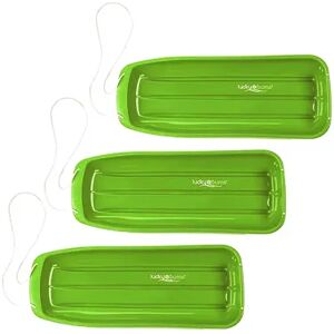 Lucky Bums Kids 48 Inch Plastic Snow Toboggan Sled w/ Pull Rope, Green (3 Pack), N A