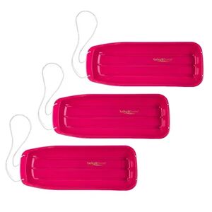 Lucky Bums Kids 48 Inch Plastic Snow Toboggan Sled with Pull Rope, Pink (3 Pack), Med Pink