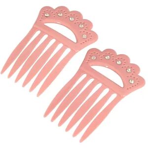 1928 Plastic with Clear Crystal Hair Comb Set, Pink