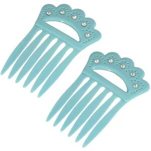 1928 Plastic with Clear Crystal Hair Comb Set, Blue