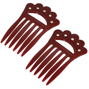 1928 Plastic with Clear Crystal Hair Comb Set, Red