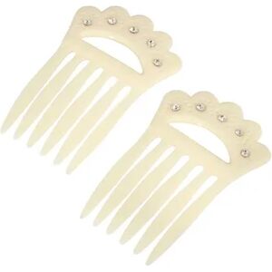 1928 Plastic with Clear Crystal Hair Comb Set, White