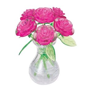 University Games 3D Crystal Puzzle - Roses in a Vase 47-Pieces, Multicolor