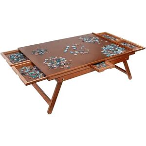 Jumbl 1500 Piece Puzzle Board, 27” x 35” Wooden Jigsaw Puzzle Table W/Legs, Red/Coppr