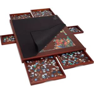 Jumbl 1500 Piece Puzzle Board w/Mat, 27” x 35” Wooden Jigsaw Puzzle Table, Red/Coppr