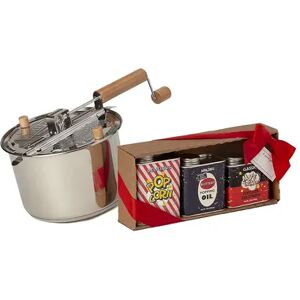 Wabash Valley Farms Stainless Steel Whirley-Pop Popcorn Popper & Retro Gift Set, Multicolor