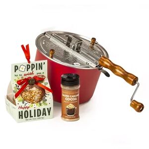 Wabash Valley Farms Red Whirley-Pop Popcorn Popper & Festive Holiday Popcorn Ornament Set, Multicolor