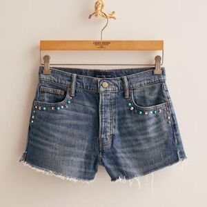 Lucky Brand Lucky Upcycled Embellished Mom Short - Women's Shorts Denim Jean Short in Dakota, Size 24