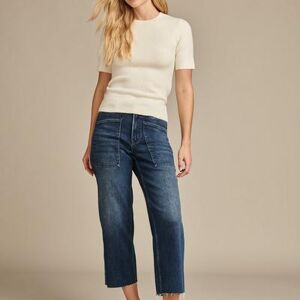 Lucky Brand Lucky Legend Crop Patch Pkt Wide Leg - Women's Pants Denim Wide Leg Jeans in Trail Mix, Size 25