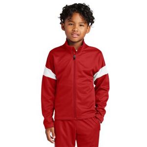 Sport-Tek YST800 Youth Travel Full-Zip Jacket in Deep Red/White size Small Polyester