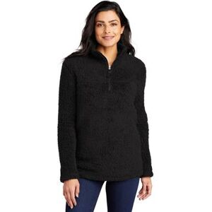 Port Authority L130 Women's Cozy 1/4-Zip Fleece Jacket in Black size Large