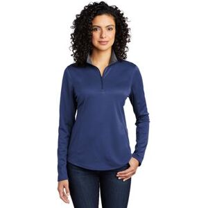 Port Authority LK584 Women's Silk Touch Performance 1/4-Zip in Royal/Steel Grey size 4XL Polyester