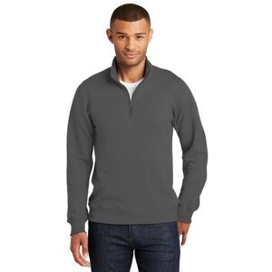 Port & Company PC850Q Fan Favorite Fleece 1/4-Zip Pullover Sweatshirt in Charcoal size Medium Cotton