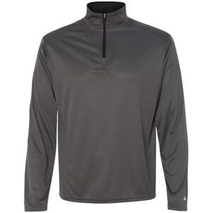 Badger Sport 4102 Men's Lightweight Long-Sleeve Quarter-Zip Performance Pullover T-Shirt in black size 2XL Polyester BG4102