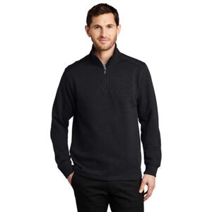 Port Authority F295 Slub Fleece 1/4-Zip Pullover T-Shirt in Black size 4XL Cotton/Polyester Blend