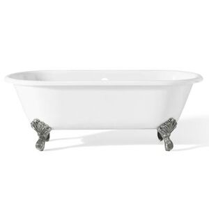 Cheviot Regal 70 Inch Double Ended Cast Iron Clawfoot Tub - Continuous Roll Rim - No Faucet Drillings 2181-WW-CH