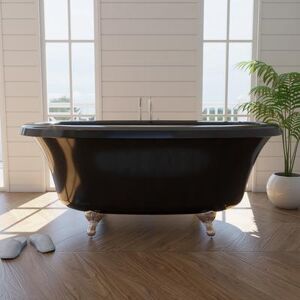 Randolph Morris Barrett 72 Inch Double Ended Clawfoot Air Massage Tub - Made in USA RM72DE0AIRBK-BN