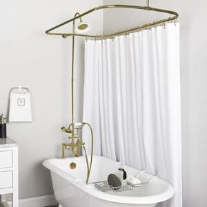 Randolph Morris 54 Inch Clawfoot Tub Rim Mount Shower Enclosure with Faucet and Sunflower Shower Head RM730SPB