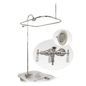 Randolph Morris 54 Inch Tub Wall Mount Clawfoot Tub Shower Enclosure with Faucet and Sunflower Shower Head RM034SC