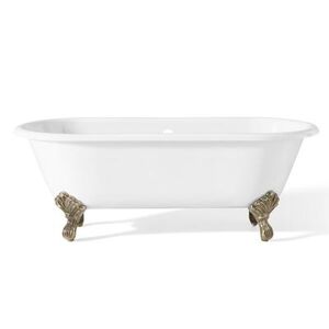 Cheviot Regal 68 Inch Double Ended Cast Iron Clawfoot Tub - Continuous Roll Rim - No Faucet Drillings 2171-WW-PN
