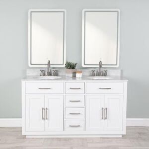 Randolph Morris Barrett 60 Inch Oak Vanity with Oval Undermount Sinks - White RMKEM-60W-RWH