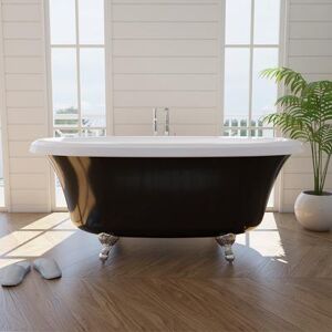 Randolph Morris Barrett 66 Inch Double Ended Clawfoot Air Massage Tub - Made in USA RM66DE0AIRBKWH-C