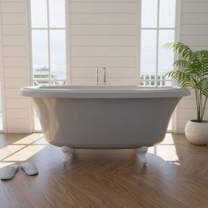 Randolph Morris Barrett 66 Inch Double Ended Clawfoot Air Massage Tub - Made in USA RM66DE0AIRLG-WH