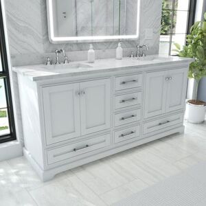 Randolph Morris Grafton 72 Inch Oak Vanity with Square Drop-In Sink - White RMTV11-72WH-SWH