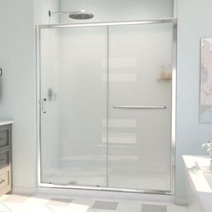 Dreamline Infinity-Z 32 in. D x 60 in. W x 78 3/4 in. H Sliding Shower Door, Base, and White Wall Kit in Chrome and Frosted Glass D2096032XFL0001