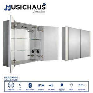 Whitehaus Collection Musichaus Two Door Medicine Cabinet with Speakers - Aluminum WHFEL7089-S
