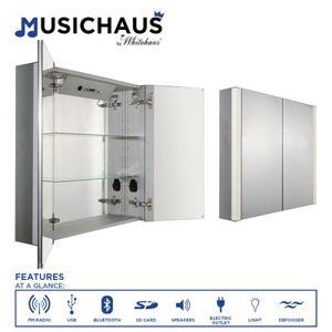 Whitehaus Collection Musichaus Two Door Medicine Cabinet with Speakers - Aluminum WHFEL8069-S