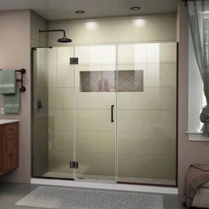 Dreamline Unidoor-X 64 1/2-65 in. W x 72 in. H Frameless Hinged Shower Door in Oil Rubbed Bronze D32614572L-06