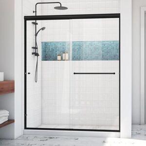 Dreamline Alliance Pro LT 56-60 in. W x 70 3/8 in. H Semi-Frameless Bypass Sliding Shower Door in Matte Black and Clear Glass SDAT60W700VXX09