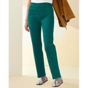 Draper's & Damon's Women's Slimtacular® Straight Leg Pull-On Denim Jeans - Green - PXL - Petite Short