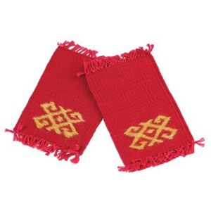 NOVICA '2 Handwoven Red Cotton Coasters with Hand-Embroidered Motif'