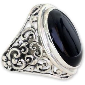 NOVICA Song of the Night,'Men's Handmade Sterling Silver and Onyx Ring'