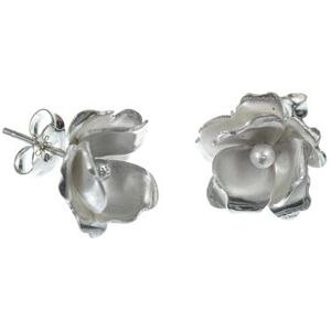 NOVICA Lovely Gardenia,'Gardenia Blossom 950 Silver Button Earrings'