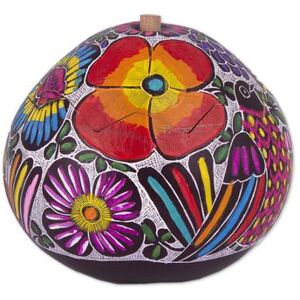 NOVICA Dawn's Song,'Hand-Painted Birds and Flowers Gourd Decorative Box'