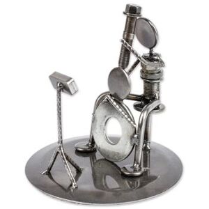 NOVICA Auto part sculpture, 'Rustic Cellist'