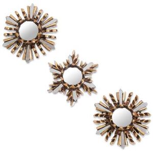 NOVICA Golden Snowflakes,'Snowflake Bronze Leaf Wall Mirrors (Set of 3)'